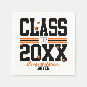 Black Orange Graduating Class Year Napkin