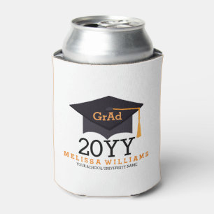 Black & Orange Graduation 2016 Design Can Cooler
