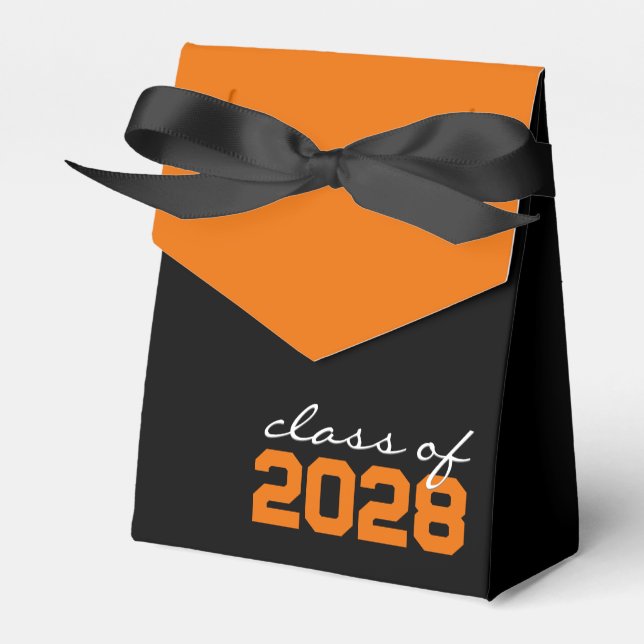 Black & Orange Graduation Favour Boxes (Front Side)