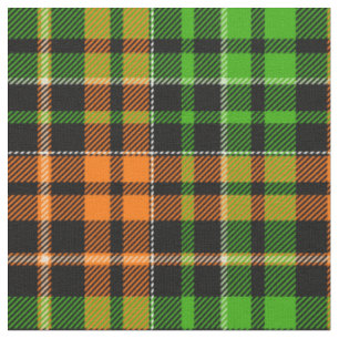Black Orange Green Plaid Tartan Design Fabric