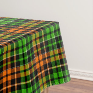 Black Orange Green Plaid Tartan Design  Tablecloth