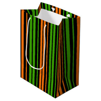 Black Orange Green Vertical Stripes Design Medium Gift Bag