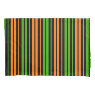 Black Orange Green Vertical Stripes Design Pillowcase