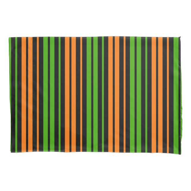 Black Orange Green Vertical Stripes Design   Pillowcase (Front)