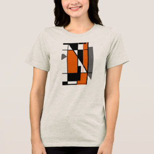 Black Orange Grey MCM Look Geometric Art Abstract Tri-Blend Shirt