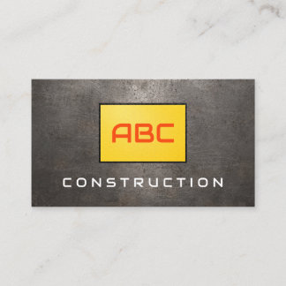 Black Orange Grunge Metal Construction Business Card