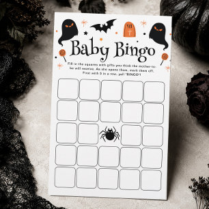 Black Orange Halloween Baby Shower Boy Bingo Game