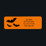 Black & orange Halloween bat return address labels<br><div class="desc">Black and orange Halloween bat return address labels. Spooky black and orange sticker labels for mail and party favors. Personalized text and background color. Fun Holiday design for home,  Birthday,  office,  costume party etc. Create your own in bulk. Leave black to print at home with your own printer.</div>