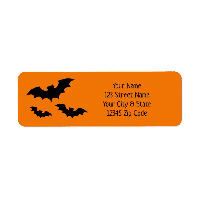 Black & orange Halloween bat return address labels (Front)