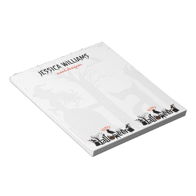 Black & Orange Halloween Concept Typography Notepad (Angled)