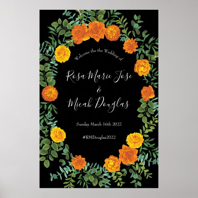 Black & Orange Halloween Gothic Wedding Collection Poster (Front)