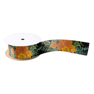 Black & Orange Halloween Gothic Wedding Collection Satin Ribbon