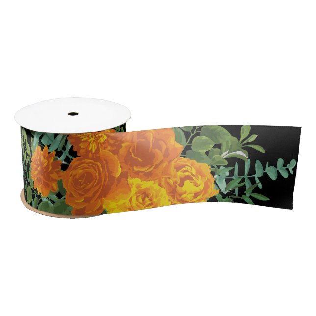 Black & Orange Halloween Gothic Wedding Collection Satin Ribbon (Spool)