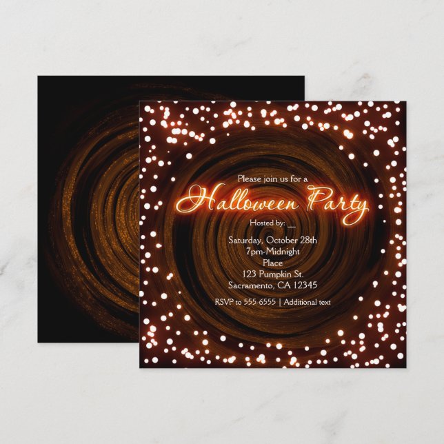 Black & Orange Halloween Lights Party Invitations (Front/Back)