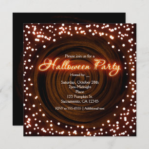Black & Orange Halloween Lights Party Invitations