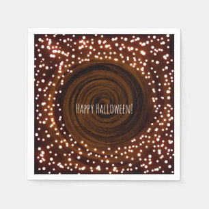 Black & Orange Halloween Lights Party Napkin