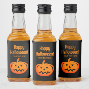 Black & orange Halloween party mini Liquor Bottle Label
