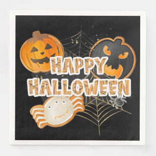 BLACK ORANGE HAPPY HALLOWEEN COOKIES NAPKIN