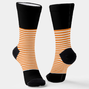 Black + Orange Horizontal Stripes Socks