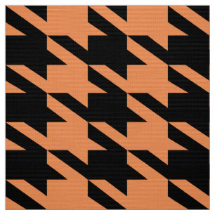 Black & Orange Houndstooth Seamless Pattern Fabric