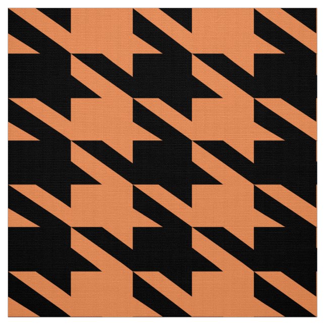 Black & Orange Houndstooth Seamless Pattern Fabric (Swatch)