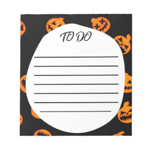 Black Orange Jack O'Lantern To Do list Notepad