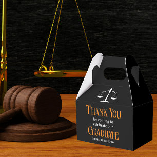 Black Orange Law School Custom Graduation Party Favour Box