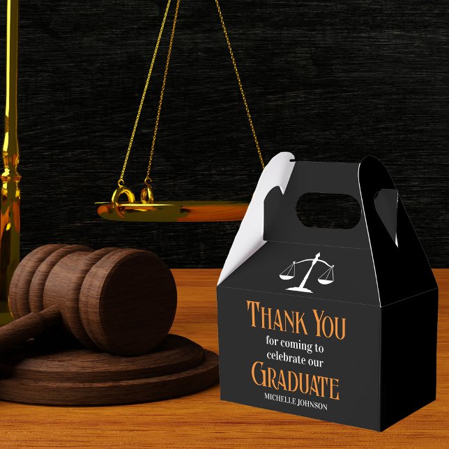 Black Orange Law School Custom Graduation Party Favour Box (Creator Uploaded)