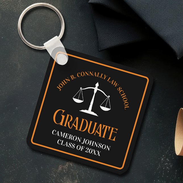 Black Orange Law School Graduation Keepsake Key Ring (Creator Uploaded)
