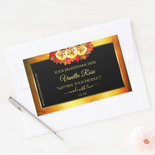 Black Orange Marble Product Labels Blooming Roses