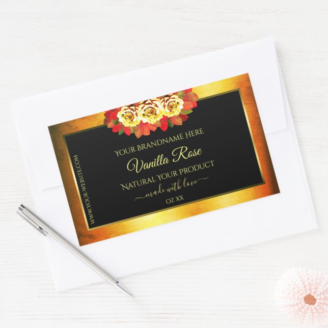 Black Orange Marble Product Labels Blooming Roses (Envelope)