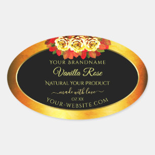 Black Orange Marble Product Labels Blooming Roses