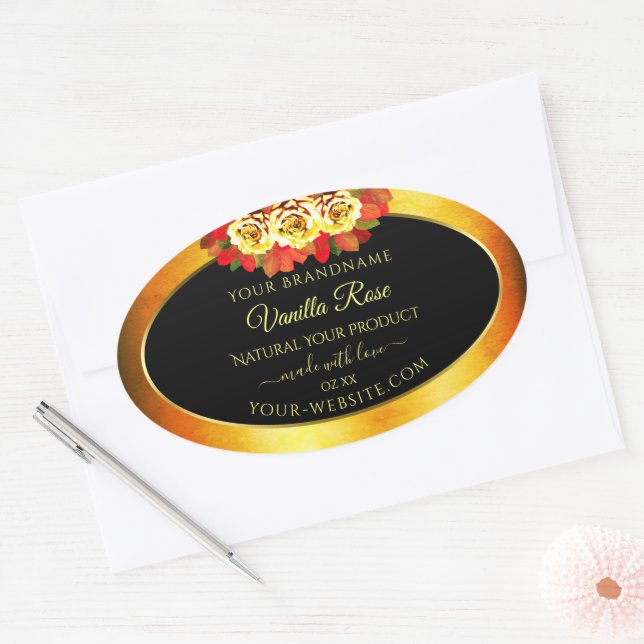 Black Orange Marble Product Labels Blooming Roses (Envelope)