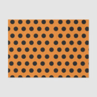 Black & Orange Medium Sized Polka Dot Tissue Paper