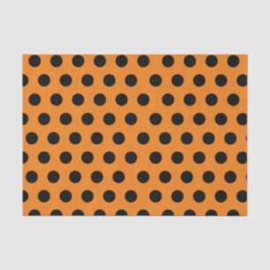 Black & Orange Medium Sized Polka Dot Tissue Paper