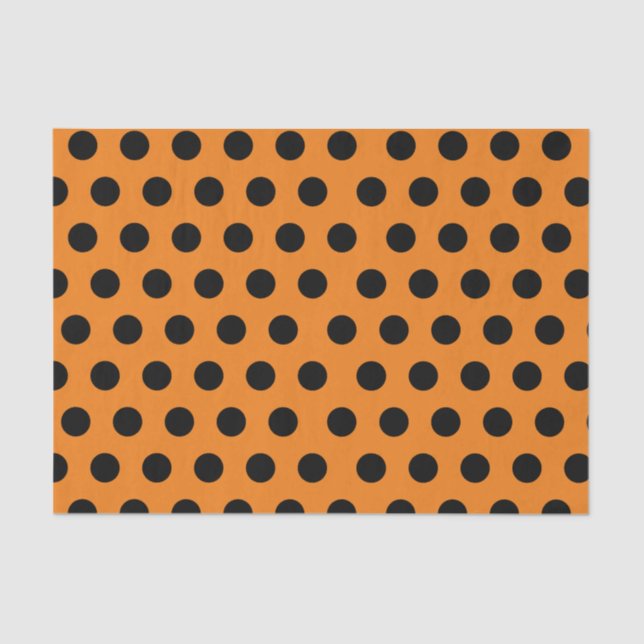 Black & Orange Medium Sized Polka Dot Tissue Paper (Front)