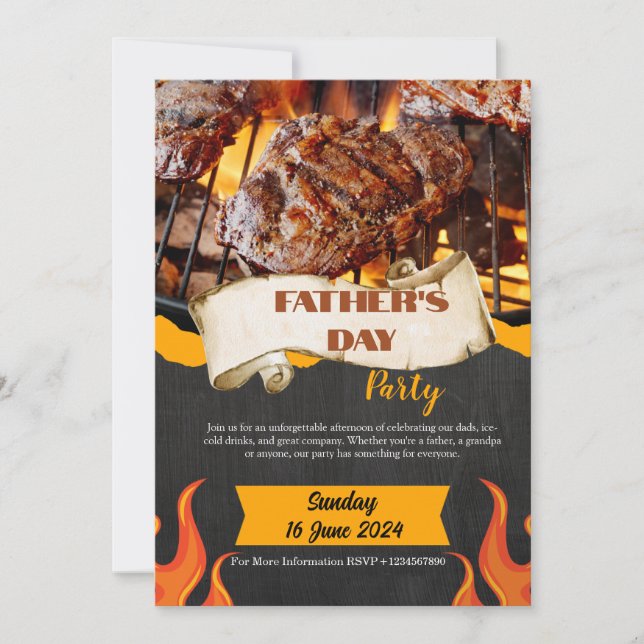 Black & Orange Modern Father's Day Invitation  (Front)
