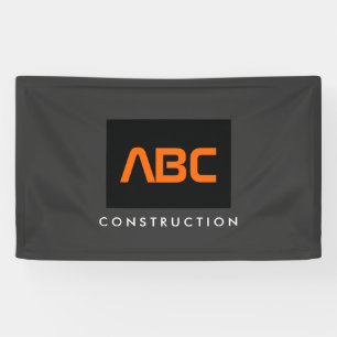 Black/Orange Monogram Logo Construction  Banner
