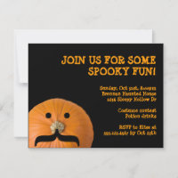 Black orange moustache pumpkin host Halloween part
