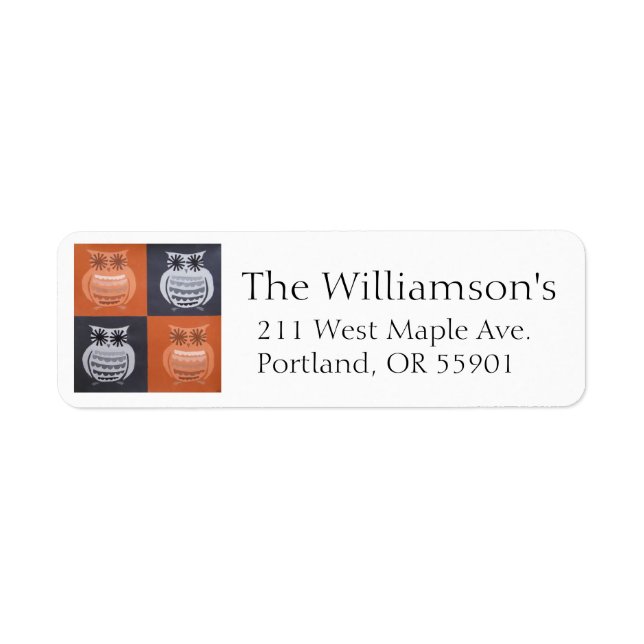 Black & Orange owl address labels (Front)