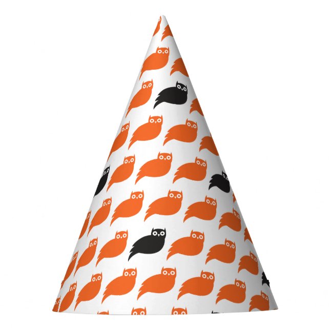 Black Orange Owl Halloween Party Hat (Front)