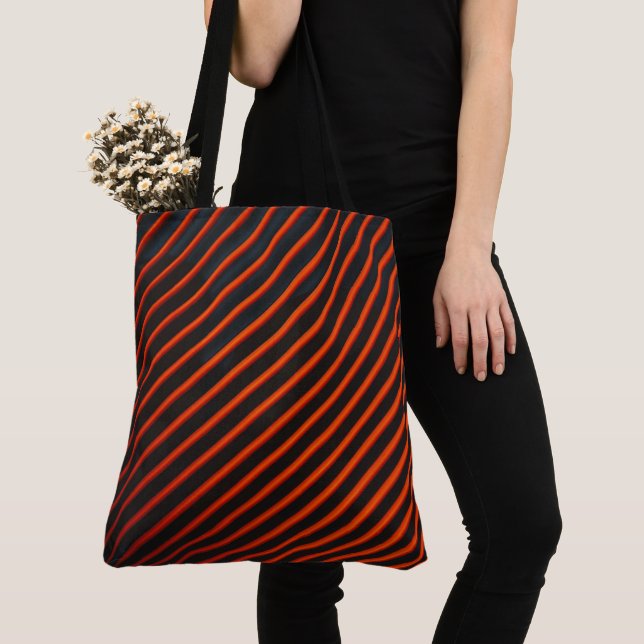 Black Orange Pattern Tote Bag (Close Up)