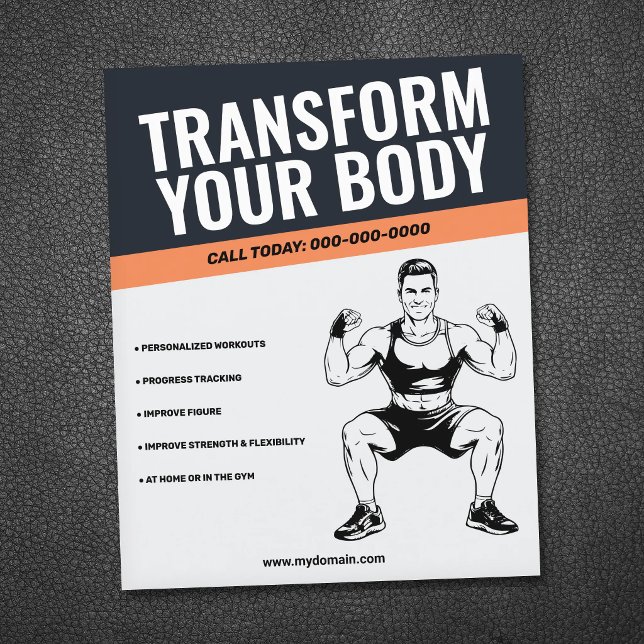 Black & Orange - Personal Trainer Flyer (Black & Orange - Personal Trainer Flyer)