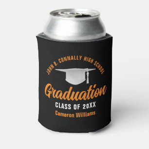 Black Orange Personalised Graduation Party Can Cooler