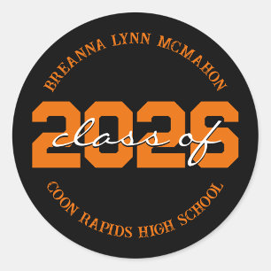 Black & Orange Personalised Graduation Stickers