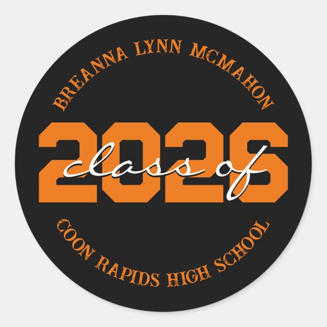 Black & Orange Personalised Graduation Stickers (Creator Uploaded)