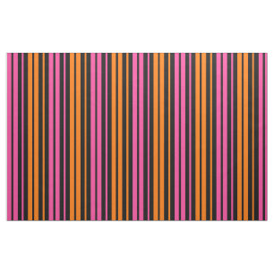 Black Orange Pink Vertical Stripes Design Fabric
