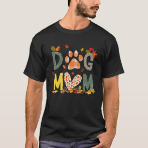 Black Orange Plaid Dog Mum Paw print Halloween Fal T-Shirt