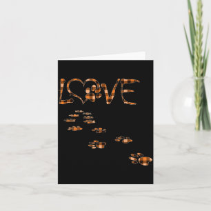 Black Orange Plaid Dog Paw Love Tracks Halloween Card