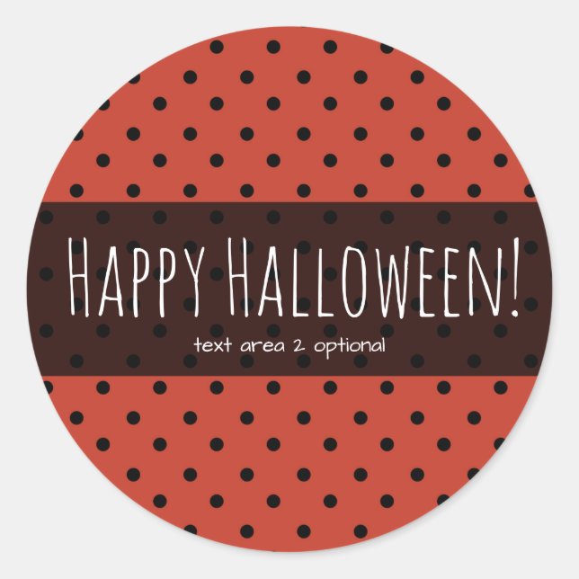Black & Orange Polka Dots Halloween Party Favour Classic Round Sticker (Front)